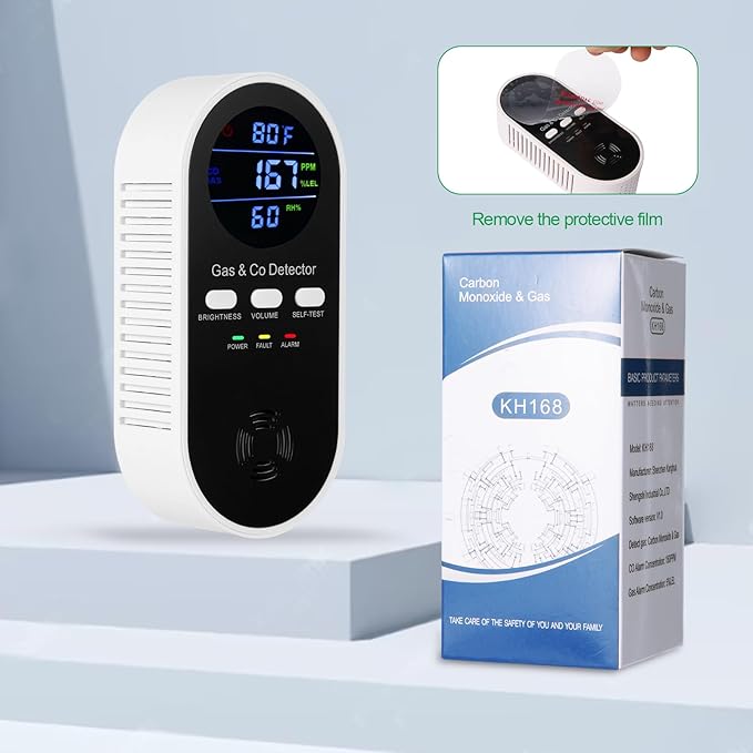5-in-1 Combination Gas & Carbon Monoxide Detector with Battery Backup,Plug in Natural Gas Detector & CO Alarm with Temperature(°F) & Humidity Sonsor,Propane & CO Detector for Home,RV,Apartment - Image 8