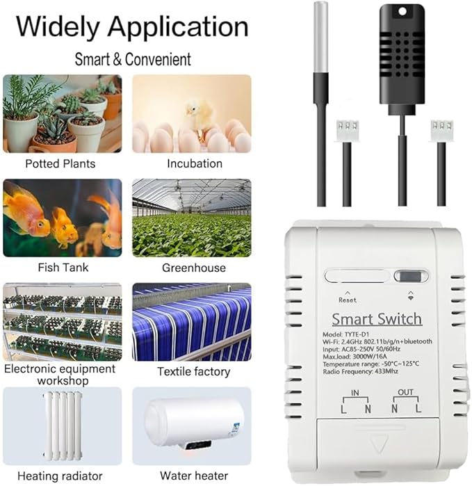 WiFi Temp-Humidity Controller Sensor Module Wireless Remote Control with Energy Consumption Monitoring, for Greenhouse, Homebrew, Climbing Pet Breeding, Incubator, Alexa Voice - Image 2