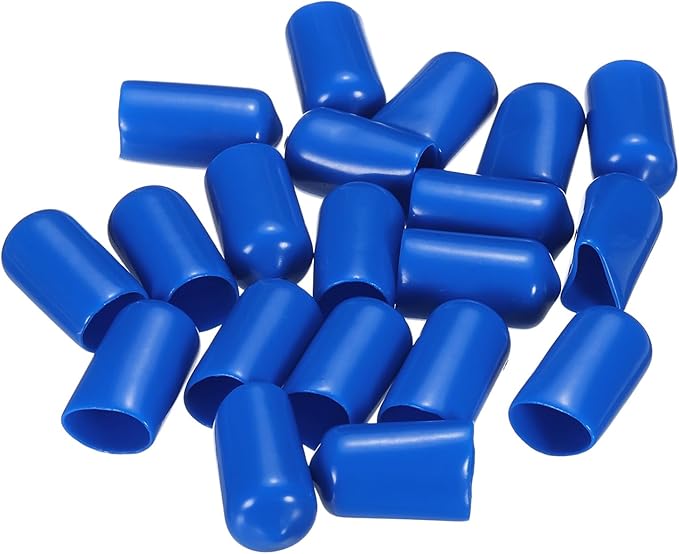 uxcell 20pcs Rubber End Caps 11mm ID Vinyl PVC Round Tube Bolt Cap Cover Screw Thread Protectors Blue - Image 4