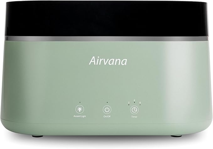 AquaFlame Ultrasonic Humidifier (.75L / .20 Gal) - Vibration Technology Humidifier with Essential Oil Diffuser – Tabletop Design for Personal Use, Dorm Rooms, & Desks - Sage by Airvana