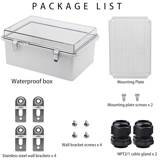 Outdoor Waterproof Electrical Box Junction Box Weatherproof IP67 ABS Plastic Enclosure Switch Router Project Box Electronics Enclosure with Mounting Plate Wall Bracket Clear 11.4"x7.5"x5.5" - Image 3