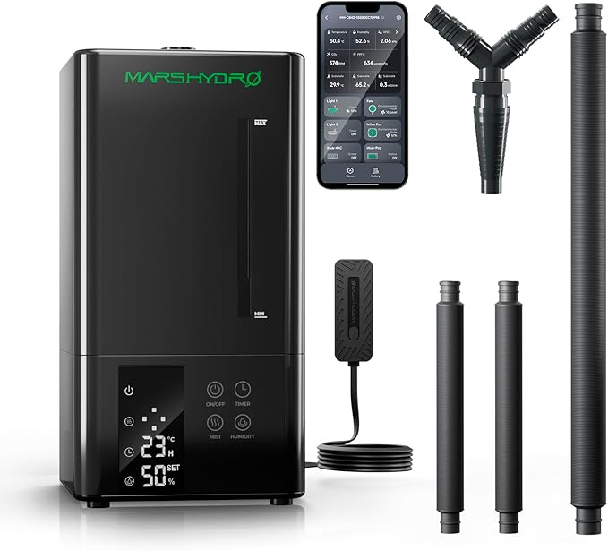 MARS HYDRO 2026 New Plant Humidifier 6L,with Adjustable Humidity,Timer Function,Ultrasonic Precise and Silent Operation,No-Leak Seal for Grow Tent,Indoor Planting,Greenhouse by MARSHYDRO