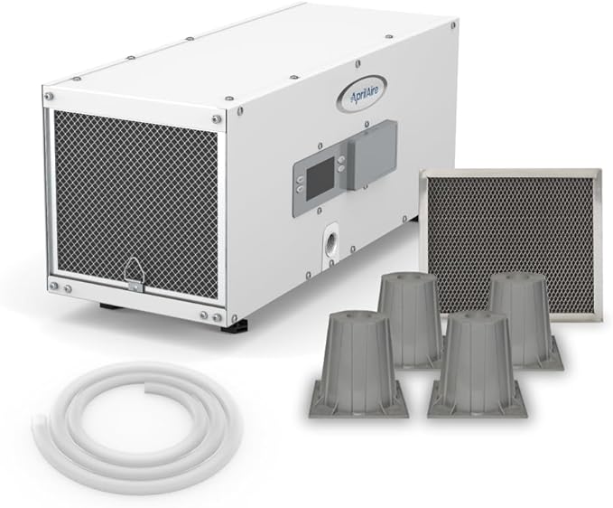 AprilAire E050 Pro Dehumidifier Bundle - 50 Pint Crawl Space Dehumidifier - Compact Dehumidifier for Crawl Spaces, Basements, Attics, Garages up to 1,600 sq. ft - 5 Year Warranty by AprilAire