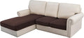 H.VERSAILTEX Velvet Stretch Sectional Couch Covers - 3 Piece L Shape Separate Cushion Set for Large 2 Seater + 1 Chaise, Brown Striped by HVERSAILTEX