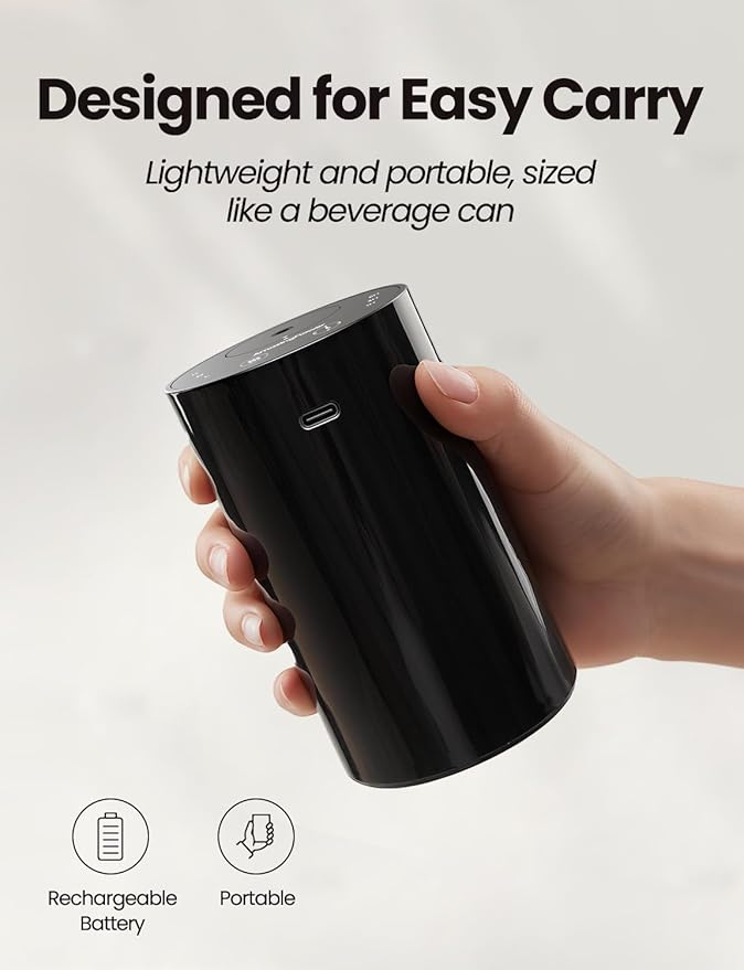 Waterless Essential Oil Diffuser, Portable Aromatherapy Diffuser with 20mL Capacity, Battery Operated Mini Scent Diffuser,3 Mist Levels & Timers, Leak-Free, for Home, Car, Office (Black 2 Pack) - Image 5