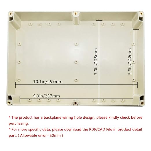 LeMotech Waterproof Dustproof IP65 ABS Plastic Junction Box Universal Electric Project Enclosure Pale Gray 10.4 x 7.2 x 3.7 inch (263 x 182 x 95 mm) - Image 5