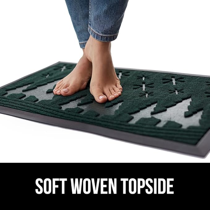 GORILLA GRIP 100% Waterproof All-Season WeatherMax Doormat, US Designed Natural Rubber, Stain and Fade Resistant, Low Profile Indoor Outdoor Door Mats, Easy Clean Patio Mat, 17x29, Green Snowscape - Image 7