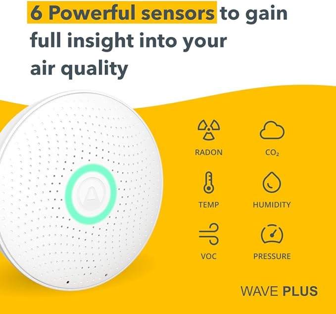 Airthings 2930 Wave Plus - Radon & Air Quality Monitor, Battery Powered (CO2, VOC, Humidity, Temp, Pressure) - Image 6