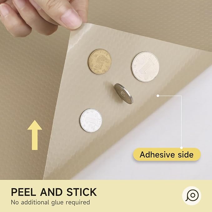 WochiTV Adhesive Shelf Liner 11.8 X 360 Inches Peel and Stick Kitchen Liner for Cabinets, Drawers Removable Protector Mat Waterproof Contact Covering for Dresser Pantry Countertops Shelves, Khaki - Image 3