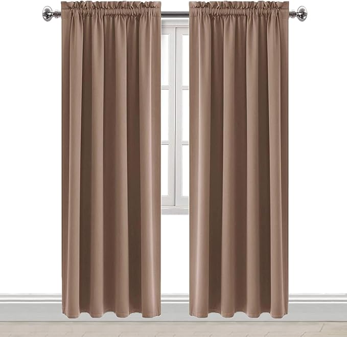 DWCN Blackout Curtains Room Darkening Thermal Insulated Bedroom Curtains Window Curtain Panels, 38 x 84 inches Long, Set of 2 Khaki Rod Pocket Drapes - Image 9