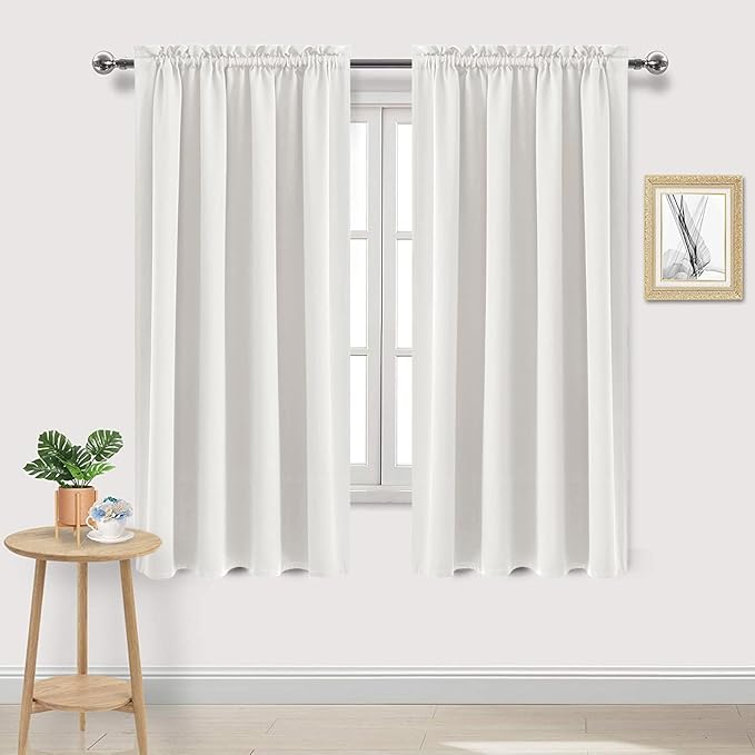 DWCN Blackout Curtains Thermal Insulated, Energy Saving & Noise Reducing Bedroom and Living Room Curtains, Ivory, W 52x L 63 Inch, Set of 2 Rod Pocket Curtain Panels by DWCN