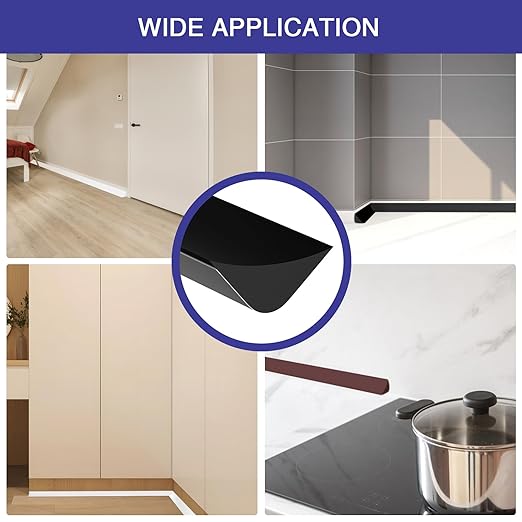 Flexible Molding Trim, Flexible Bendable Adhesive Caulking Strip, Molded Trim, Peel and Stick Home Decorative Edge for Bathroom, Kitchen, Floor, Wall (Black, 0.83in x 0.24in x 20ft) - Image 5