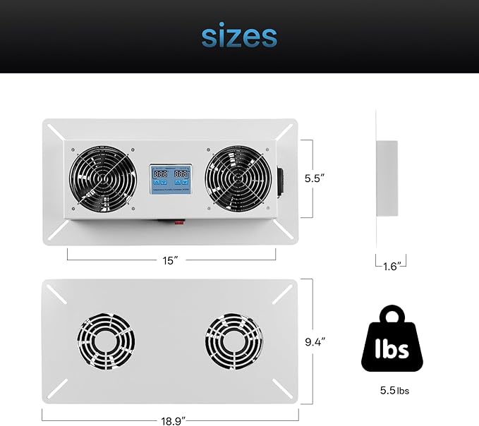 240 CFM Crawlspace Vent Fan, With Thermostat,Humidistat, Crawlspace Fans, For Moisture Reduction, Radon Mitigation, Freeze Protection, Ideal for Basement, Attic, Crawl Space Fan Vent(Air Out) - Image 2