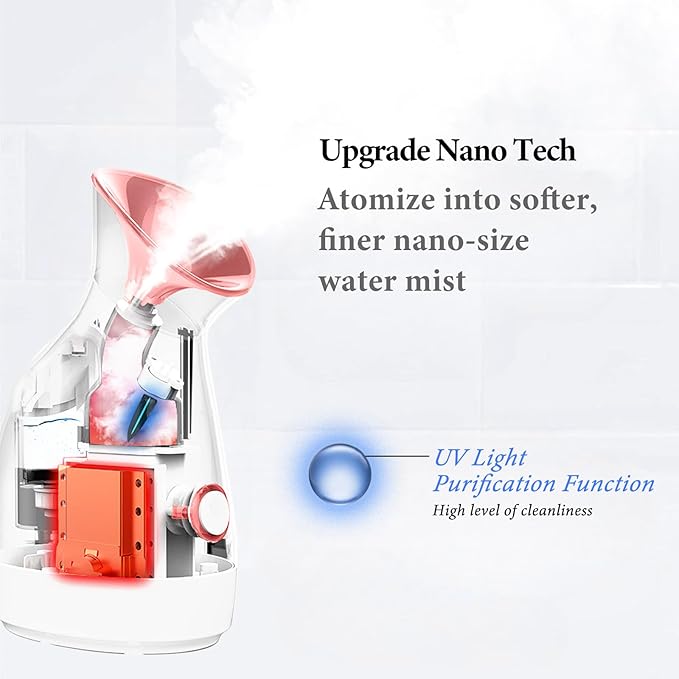Colorfarm Facial Steamer Nano Ionic: Face Steamer Deep Cleaning Unclogs Pores - Humidifier Hot Mist Home Sauna Spa for Women Men Sinuses Moisturizing - Image 2