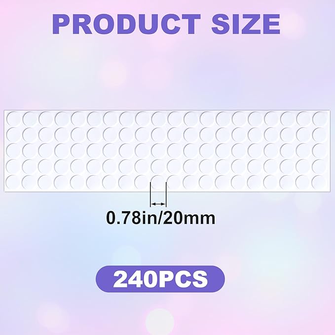 240 Pcs Small Felt Furniture Pads, Self-Adhesive EVA Foam Dot Circles, Round Felt Furniture Stickers for Desks Drawers Vases Photo Frames Cabinets Doors Candlesticks- White - Image 2