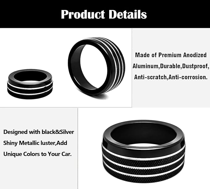 Auprite Climate Control Knob Covers for Challenger Accessories 2015-2023 2024, for Dodge Charger 2015-2023 2024, for Dodge Chrysler 300/300s 2015-2024,3Pcs Kit (Black) - Image 7