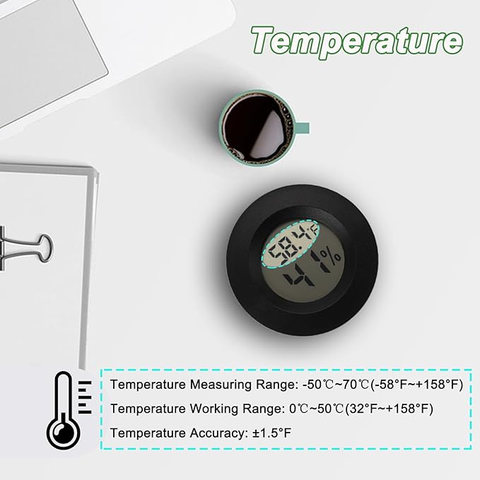 Mini Hygrometer Digital Thermometer Humidity Meter 10 Pack Hygrometer Thermometers Indoor/Outdoor Humidity Monitor Reptile Thermometer for Greenhouse Garden Cellar Fahrenheit(℉)/ Celsius(℃) - Image 4
