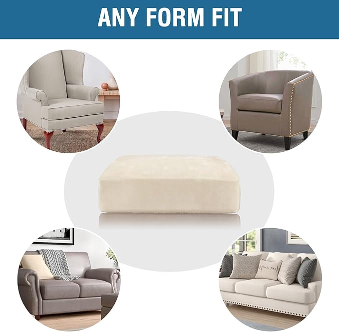 H.VERSAILTEX Velvet Stretch Couch Cushion Cover Plush Cushion Slipcover for Chair Loveseat Sofa Cushion Furniture Protector Seat Cushion Sofa Cover (3 Piece XL Sofa Cushion Covers, Cream) - Image 7