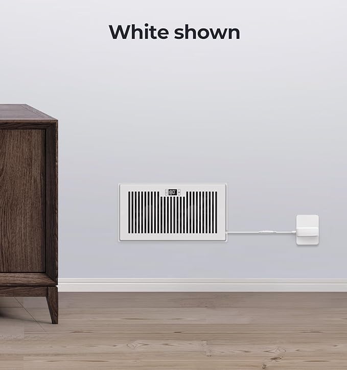 Quiet Register Booster Fan Fits 6" x 12" Register Holes, 10-Speed Smart Heating Cooling AC Vent Fan with Remote Control and Thermostat Control - White - Image 7
