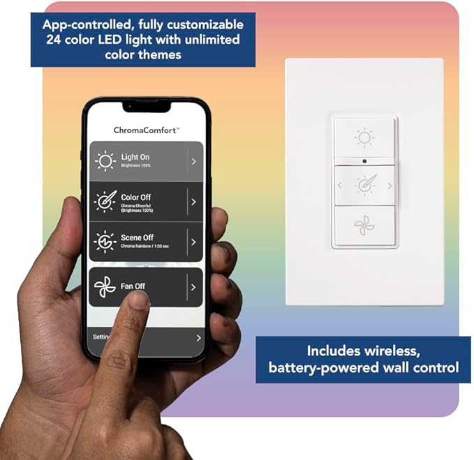 Broan-NuTone ChromaComfort Bathroom Exhaust Fan with Bluetooth Speaker, Powerful 110CFM/1.5 Sones, 24-color LED Light, SPK110RGBL, Wall Switch - Image 5