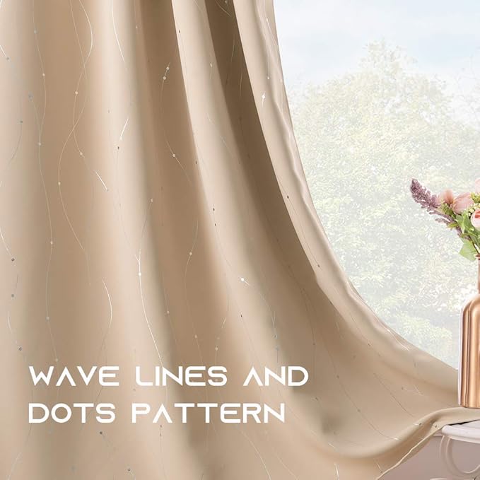 NICETOWN Bedroom Room Darkening Curtains - Triple Weave Microfiber Grommet Top Thermal Insulated Solid Room Darkening Panels/Drapes for Kid's Room (Biscotti Beige, 1 Pair, 52 inches by 95 Inch) - Image 3