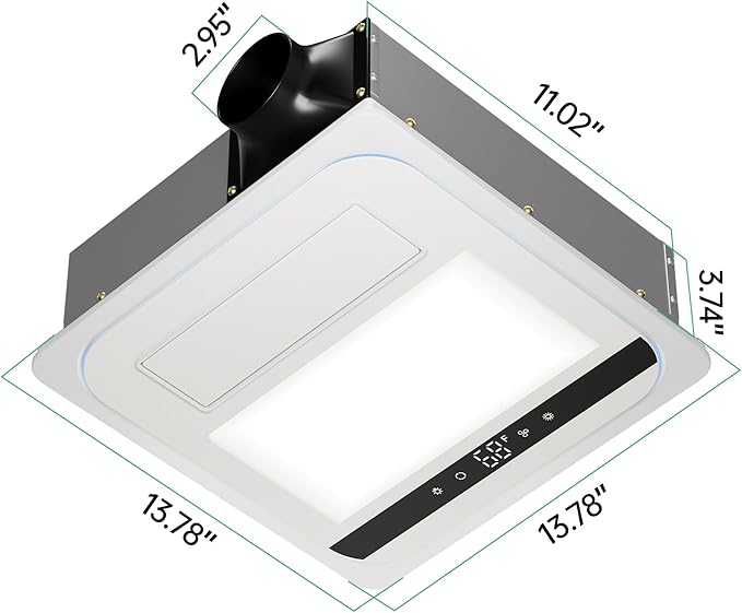 4-in-1 Bathroom Exhaust Fan with 1800W Heater, CCT LED Light & Remote Control, 150 CFM Quiet Ceiling Fan for Heating, Lighting, Ventilation & Blowing - Image 7