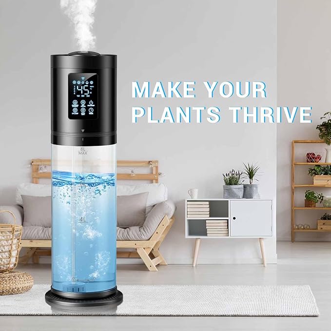 8L/2.1 Gal Humidifiers for Bedroom Large Room, 4 Levels Cool Mist Humidifier with Clear Tank, 7 Color Lights Essential Oil Diffuser with 16H Timer, Top Fill Air Humidifier for Home Plants Office - Image 6