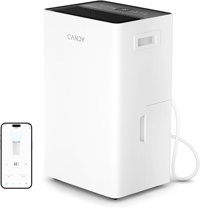 Candy 4500 Sq.Ft Dehumidifier for Basement,80 Pints Dehumidifiers for Home,Continuous/Sleep/Auto Mode,1.35 Gal Water Tank with Drain Hose,Portable & Wifi for Large Room,Bedroom,Bathroom,Garage,Laundry by CANDY