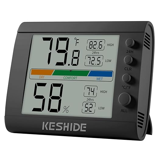 Hygrometer Thermometer Gauge Mini Digital, Monitor Indoor Outdoor Humidity Meter Temperature for Humidifiers Dehumidifiers Greenhouse Reptile Humidor by KESHIDE