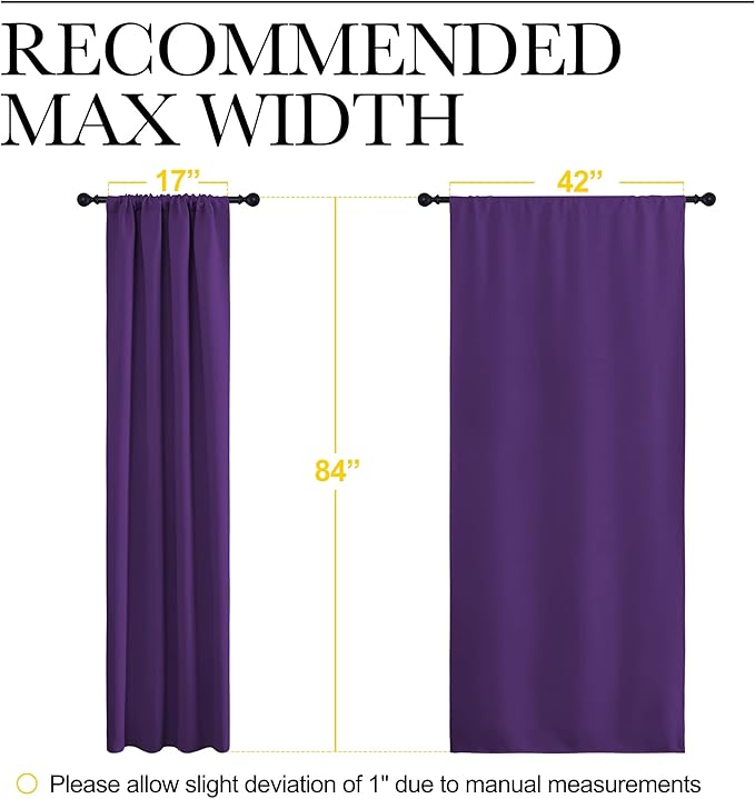 NICETOWN Blackout Draperies Curtains 84 Long - Easy Care Thermal Insulated Rod Pocket Blackout Curtains/Draperies for Patio Door - 1 Pair, Royal Purple, 42 inches Wx84 L - Image 6