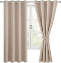 Hiasan Blackout Curtains for Bedroom, 52 x 63 Inches Length - Thermal Insulated & Light Blocking Window Curtains for Living Room/Kids Room, 2 Drape Panels Sewn with Tiebacks, Camel by Hiasan