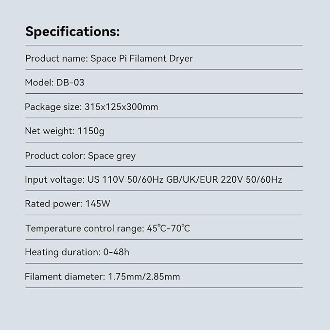 Creality Official Space PI Filament Dryer,Upgraded 3D Printer Filament Dryer Box with 360° Heating, Filament Dehydrator Storage Box for 1kg 1.75/2.85mm PLA ABS PETG PA Filament - Image 8