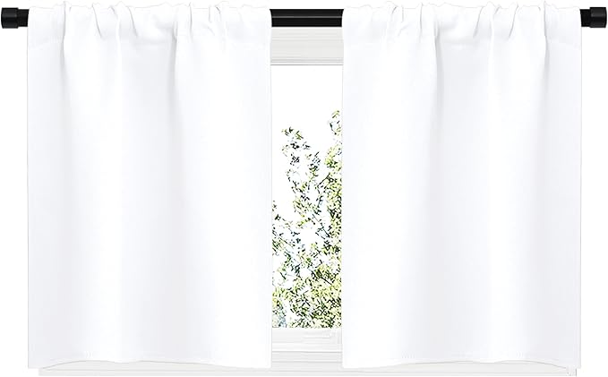 NICETOWN RV Curtains for Camper Windows, White Curtains for Kitchen Window, Home Decoration Light Filtering Drapes for Small Window (29" Wide by 20" Long, 1 Pair) - Image 2