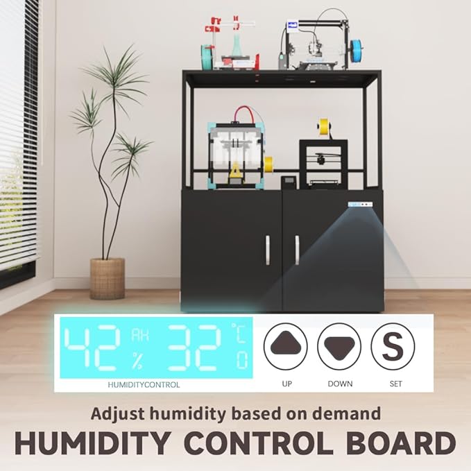 300L 3D Printer Filament Storage Cabinet with Dehumidifier | Industrial Sealed Dehumidifying Cabinet Holds 160 Rolls -Compatible with PLA/ABS/TPU (300L Black) - Image 5