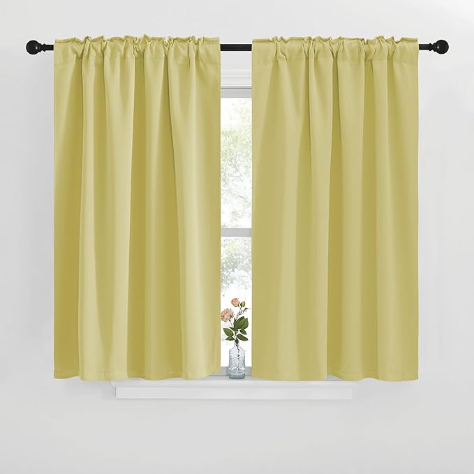 NICETOWN Blackout Curtain Panels for Living Room - (Paler Yellow Color) 34x48 inch, 2 Panels Set, Room Darkening Blackout Drapes for Window - Image 2