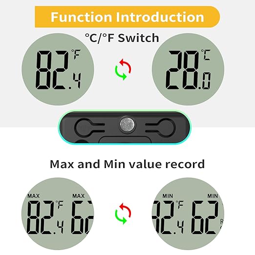 4PCS Mini Digital Hygrometer and Thermometer,Reptile Thermometer with Magnetic & Tablestand, Indoor Temperature and Humidity Meter Gauge for Humidors Greenhouse Garden Cellar Closet Guitar Case - Image 4