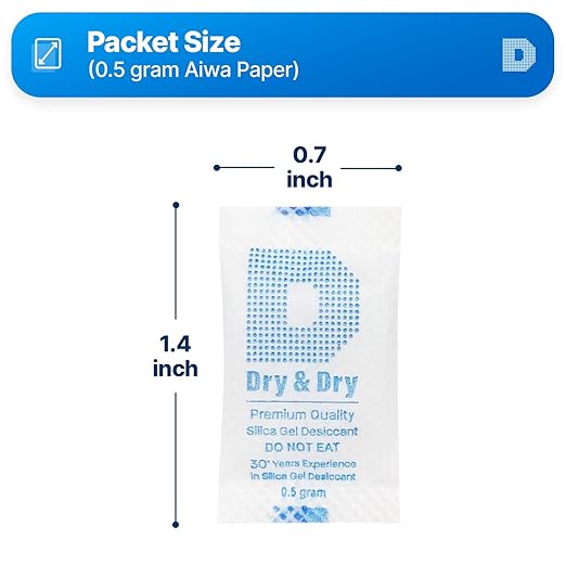 Dry & Dry 0.5(Half) Gram [1000 Packets] Silica Gel Packets Desiccants Silica Gel Packs - Food Safe Silica Packets Silica Gel Desiccant Packs for Storage - Image 6