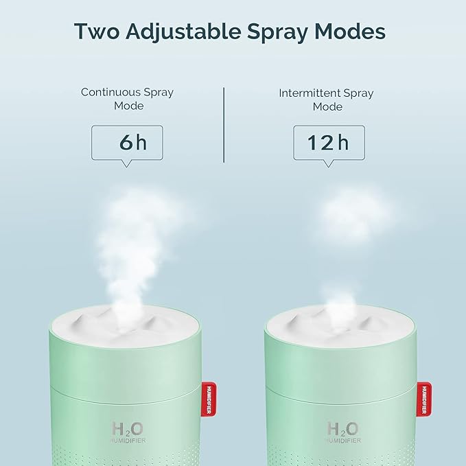 Green Portable Mini Humidifier, 500ml Small Cool Mist USB Desktop Humidifier for Baby Bedroom, Travel, Office, Home - Auto Shut-Off, 2 Mist Modes, Super Quiet - Image 4