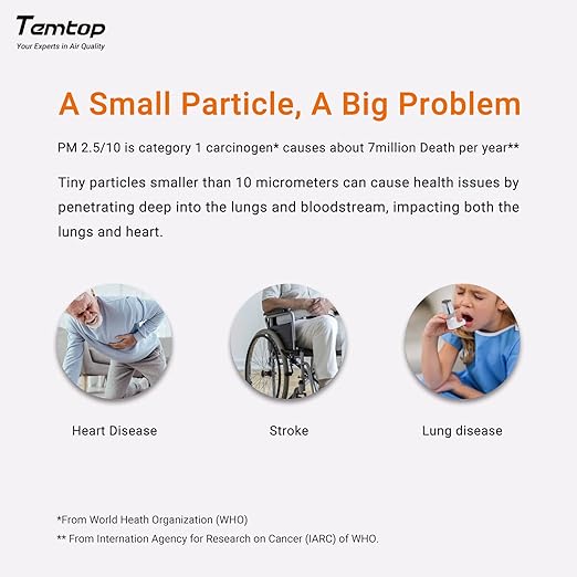 Temtop 2 Pack S1 Indoor Air Quality Monitor, Portable AQI PM2.5, Temperature, Humidity Detector for Home, Office or School, Air Quality Tester 4 More Home Monitoring, Battery Powered, Magnetic Suction - Image 2