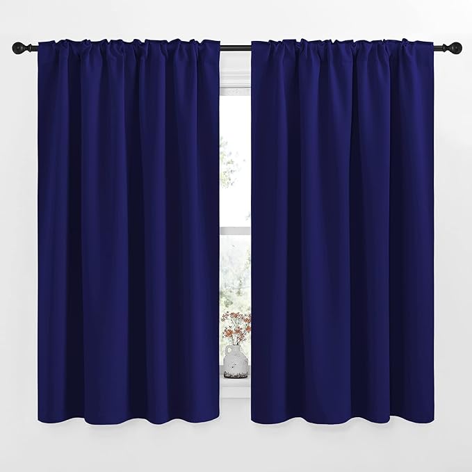 NICETOWN Blackout Draperies Curtains Window Drapes - (Royal Blue Color) 52 inches W by 63 inches L, Set of 2, Blackout Curtain Panels for Nursery - Image 3