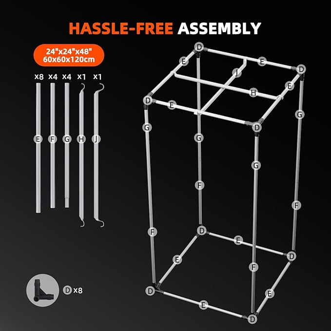 Spider Farmer 2x2 Grow Tent 2025 New, 24"x24"x48", with Hook for Controller, View Window, Side Buckle for Door, 1680D Thicken Mylar Canvas for Indoor Hydroponic Growing for SF1000, SE1500, G1500 - Image 9