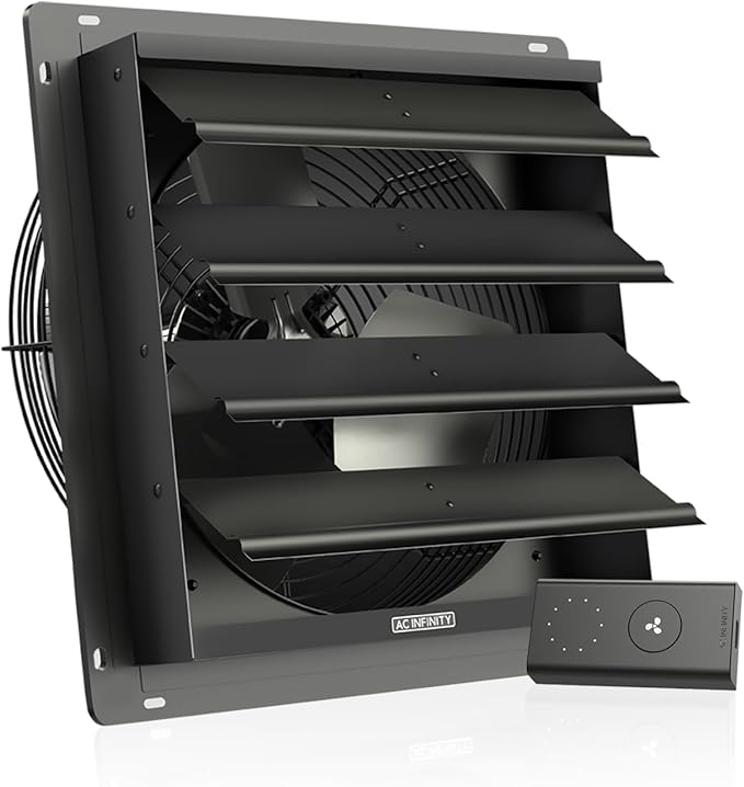 AC Infinity AIRLIFT S14, Shutter Exhaust Fan 14” with 10-Speed Controller, EC Motor - Wall Mount Ventilation and Cooling for Sheds, Attics, Workshops, and Greenhouses by ACInfinity