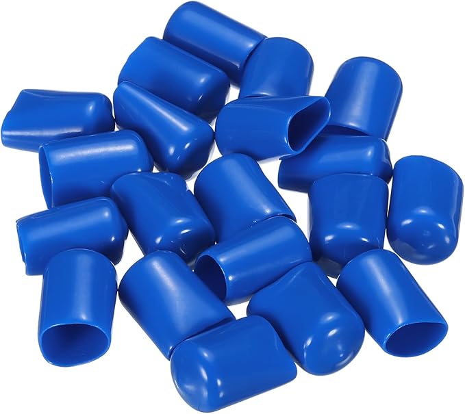 uxcell 20pcs Rubber End Caps 14mm ID Vinyl PVC Round Tube Bolt Cap Cover Screw Thread Protectors Blue - Image 4