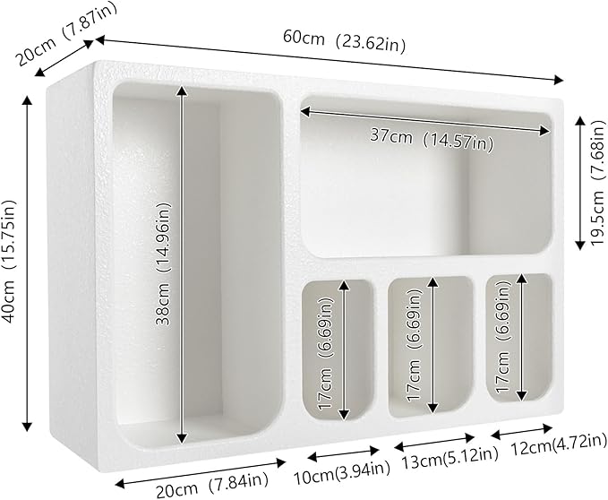 5-Compartment White Arched Floating Cabinet, Modern Geometric MDF Wall-Mount Storage Unit, Wall Mounted Storage Organizer for Bathroom, Living Room, Bedroom & Office Décor - Image 3
