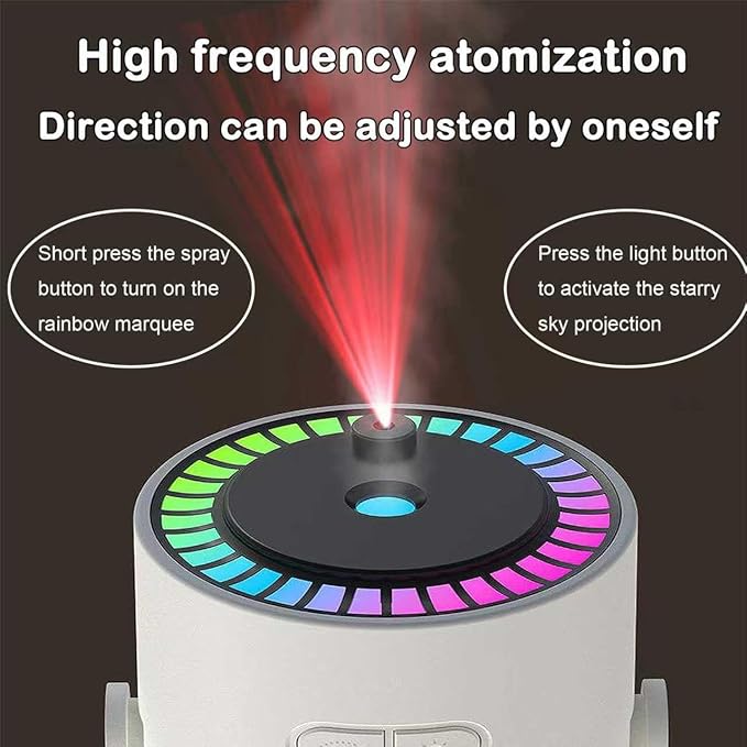 Portable Starry Sky Projection Humidifier, USB Mini Humidifier, 360° Rotating Nozzle, Colorful Lights, Anti-Clogging Technology, Ultra-Quiet Design, Suitable for Offices, Bedroom, Desktops. (01 White) - Image 7