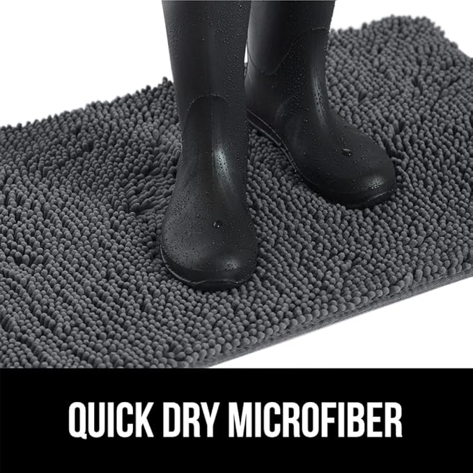 GORILLA GRIP SOAKSTOPPER Dog Door Mat, 70x24 Machine Washable Rug Absorbent Doormat Captures Moisture Mud Dirt, Quick Dry Soft Chenille Entryway Rugs Indoor Entrance Mats for Dog Paws, Charcoal - Image 9