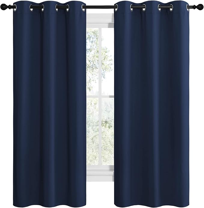 NICETOWN Blackout Draperies Curtains, All Season Thermal Insulated Solid Grommet Top Blackout Curtains/Drapes for Kid's Room (Navy, 1 Pair, 42 x 68 inches) - Image 2