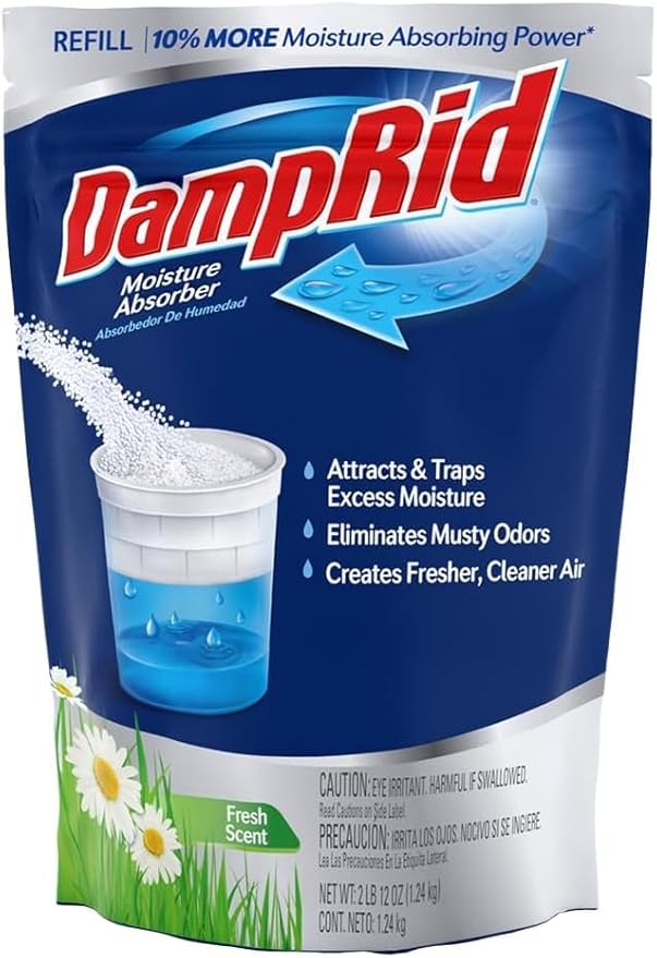Damp Rid Refillable Moisture Absorber – Fresh Scent Humidity Absorber & Odor Absorber with 11oz Cup and 44oz Refill Bag, Cleaner Air for Closet & Bathroom – ILIOS Packaging - Image 6