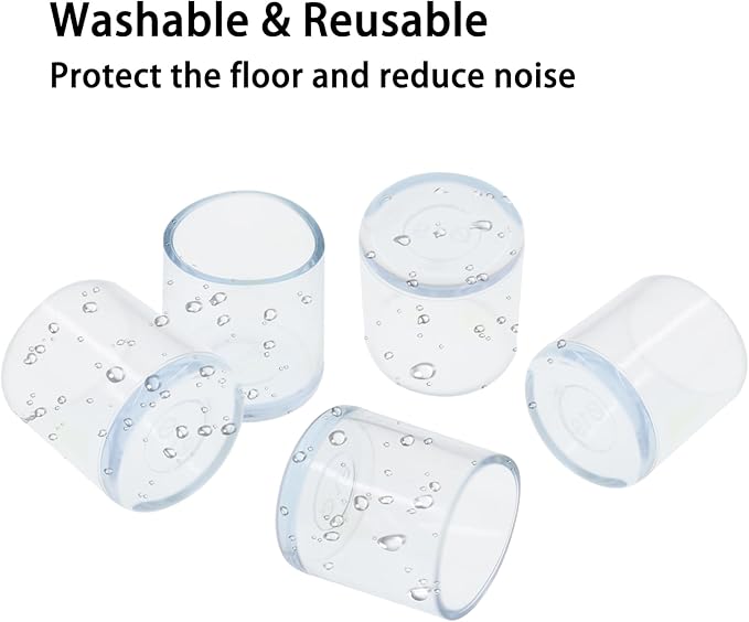 Round Chair Leg Caps,PVC Furniture Feet Covers,TTZEZE Transparent Round Floor Protectors,Clear Table Feet Covers Preventing Plastic Chair Leg Covers Scratches and Noise 19mm/0.75'', 12 - Image 5