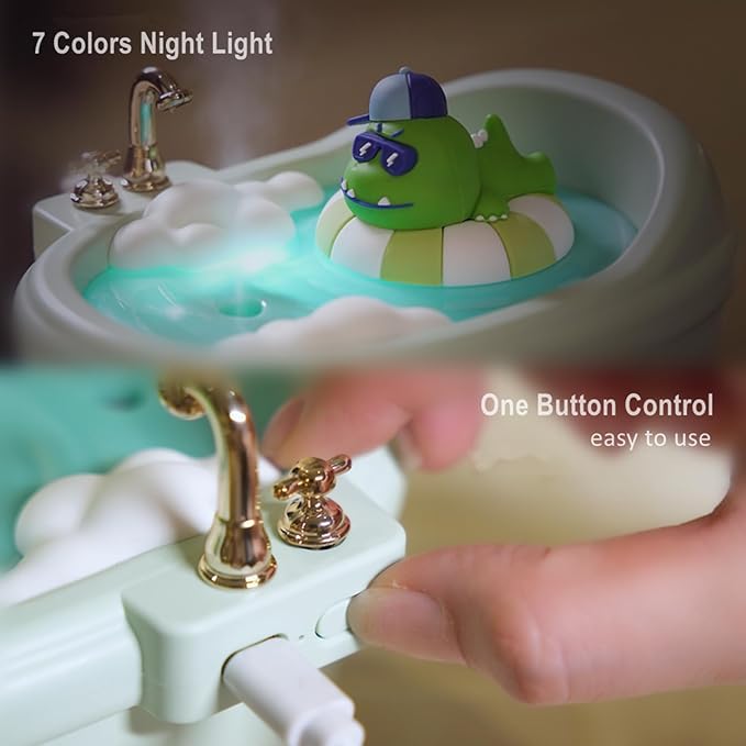 Cute Humidifier for Bedroom,Top Fill 0.34L Desk Mini Humidifier Aroma Diffuser,Cool Mist,20db Quiet,Easy Clean,Colorful Light, Auto Shut off,Small Humidifier for Baby Room,Plants,Home,Office (Green) - Image 5